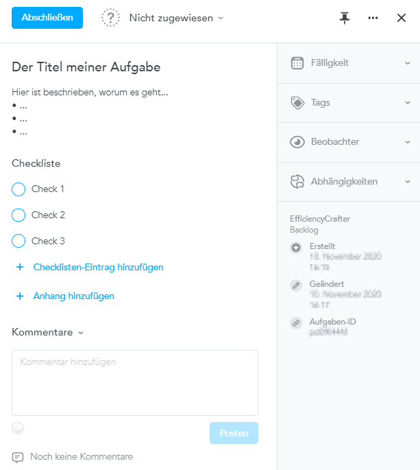 Meistertask Aufgaben