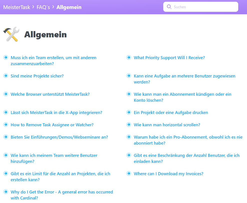 Meistertask Helpcenter Faq